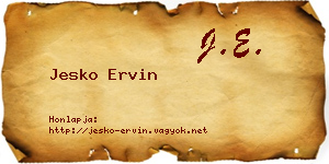 Jesko Ervin névjegykártya